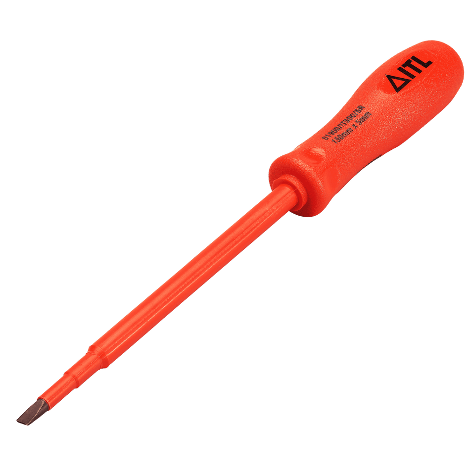 1,000v Insulated Slotted Screwdriver 150mm x 5 x 1 - Slim Shank