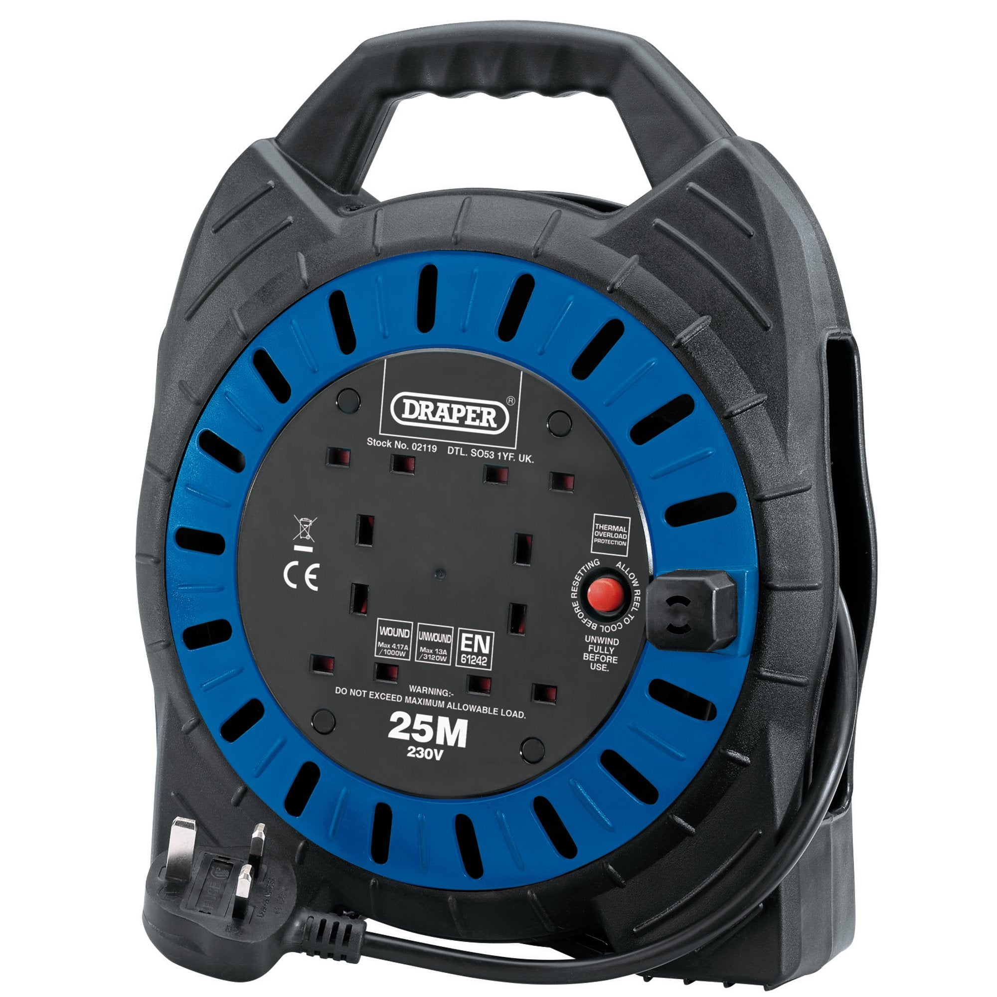 230V-Four-Socket-Cable-Reel,-25m