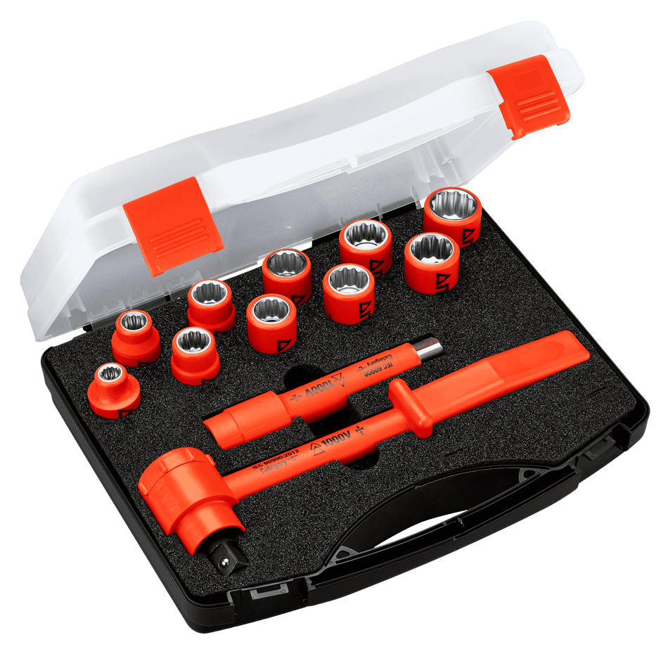 1,000v Insulated 1/2" Drive 12 Piece Metric Socket Set