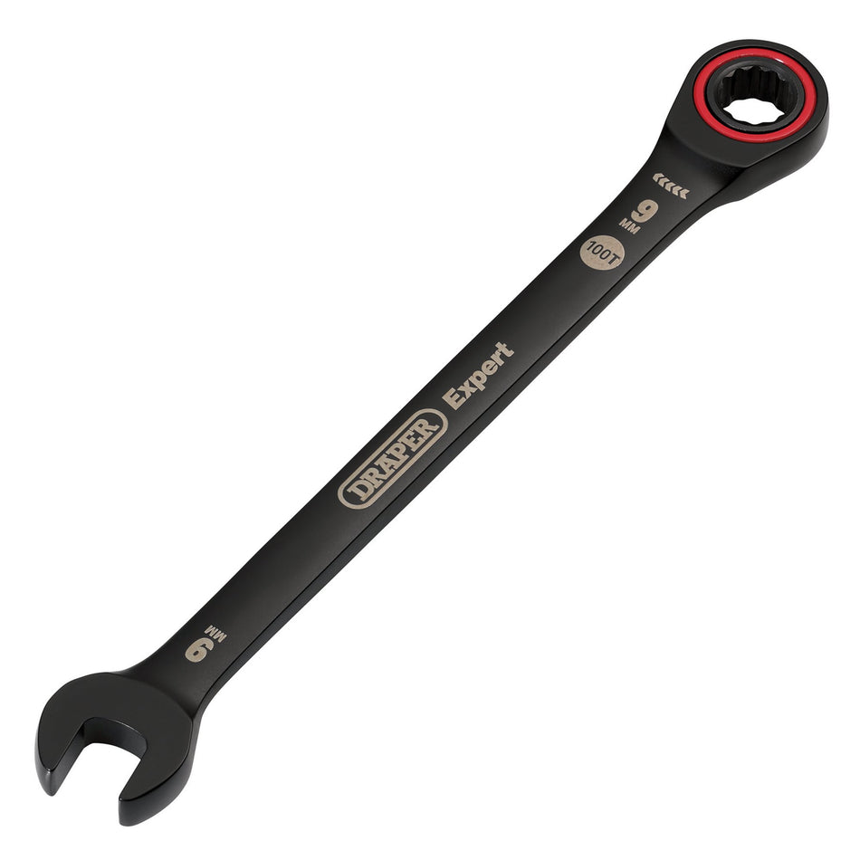Draper-Expert-HI-TORQ®-Metric-Ratchet-Combination-Spanner,-9mm,-Black