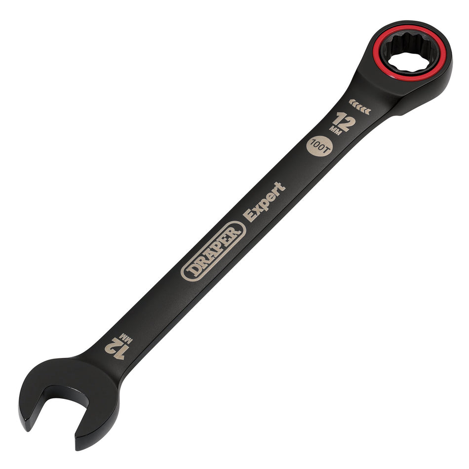 Draper-Expert-HI-TORQ®-Metric-Ratchet-Combination-Spanner,-12mm,-Black