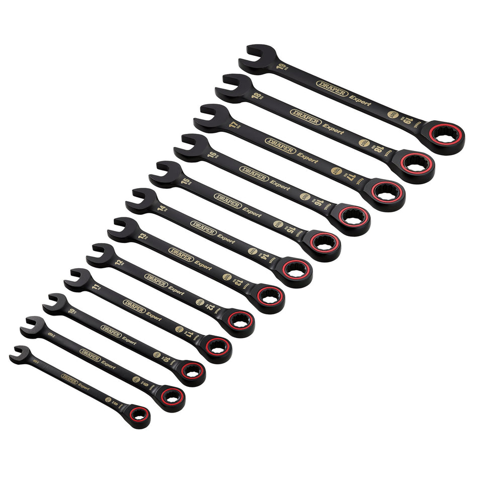 Draper-Expert-HI-TORQ®-Metric-Ratchet-Combination-Spanner-Set,-Black-(12-Piece)