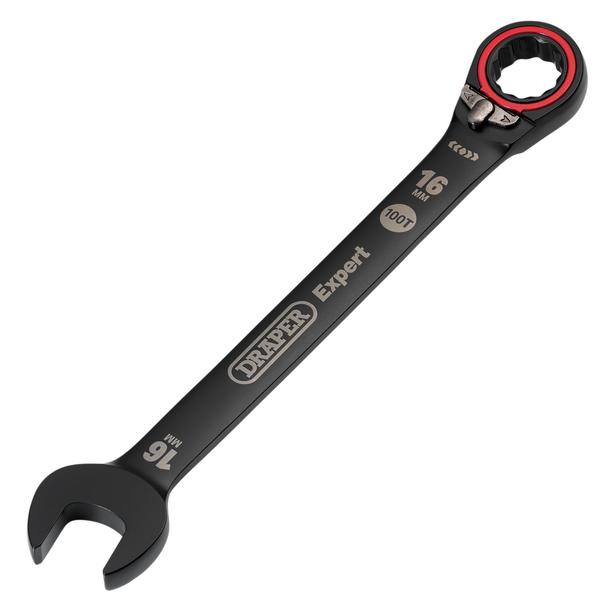 Draper-Expert-HI-TORQ®-Metric-Reversible-Ratchet-Combination-Spanner,-16mm,-Black