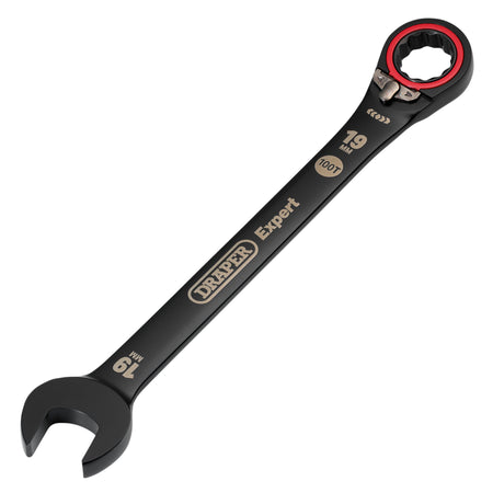 Draper-Expert-HI-TORQ®-Metric-Reversible-Ratchet-Combination-Spanner,-19mm,-Black
