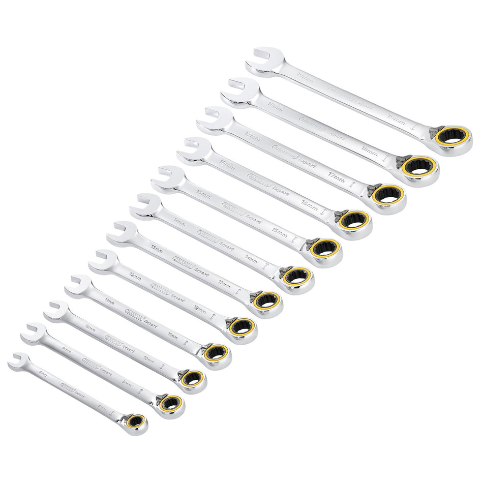 Draper-Expert-HI-TORQ®-Metric-Reversible-Ratchet-Combination-Spanner-Set-(12-Piece)