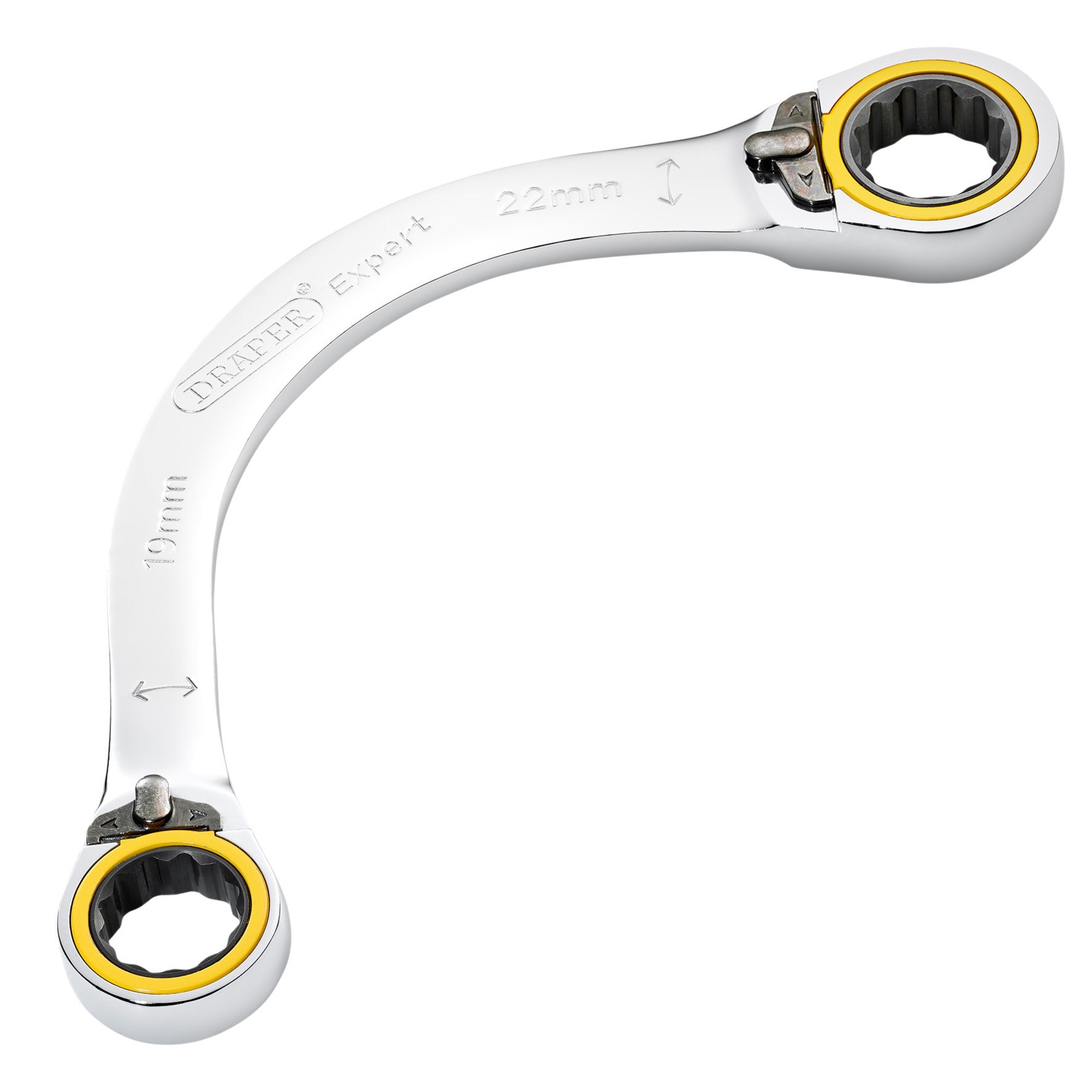 Draper-Expert-HI-TORQ®-Double-Ring-Ratchet-Half-Moon-Spanner,-19-x-22mm
