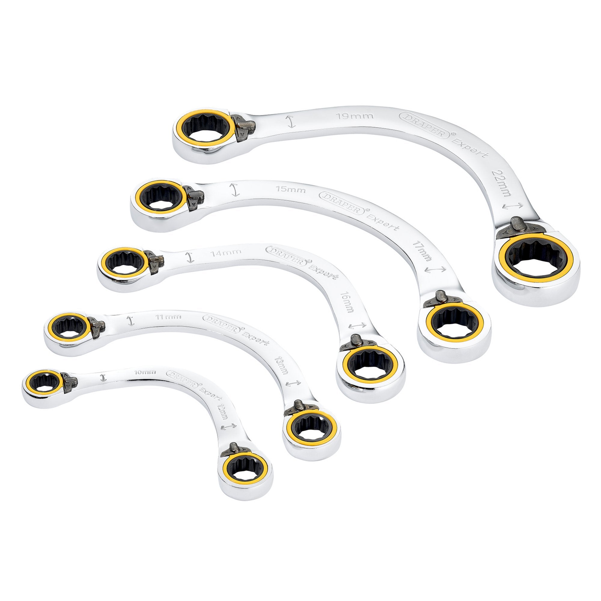 Draper-Expert-HI-TORQ®-Double-Ring-Ratchet-Half-Moon-Spanner-Set-(5-Piece)