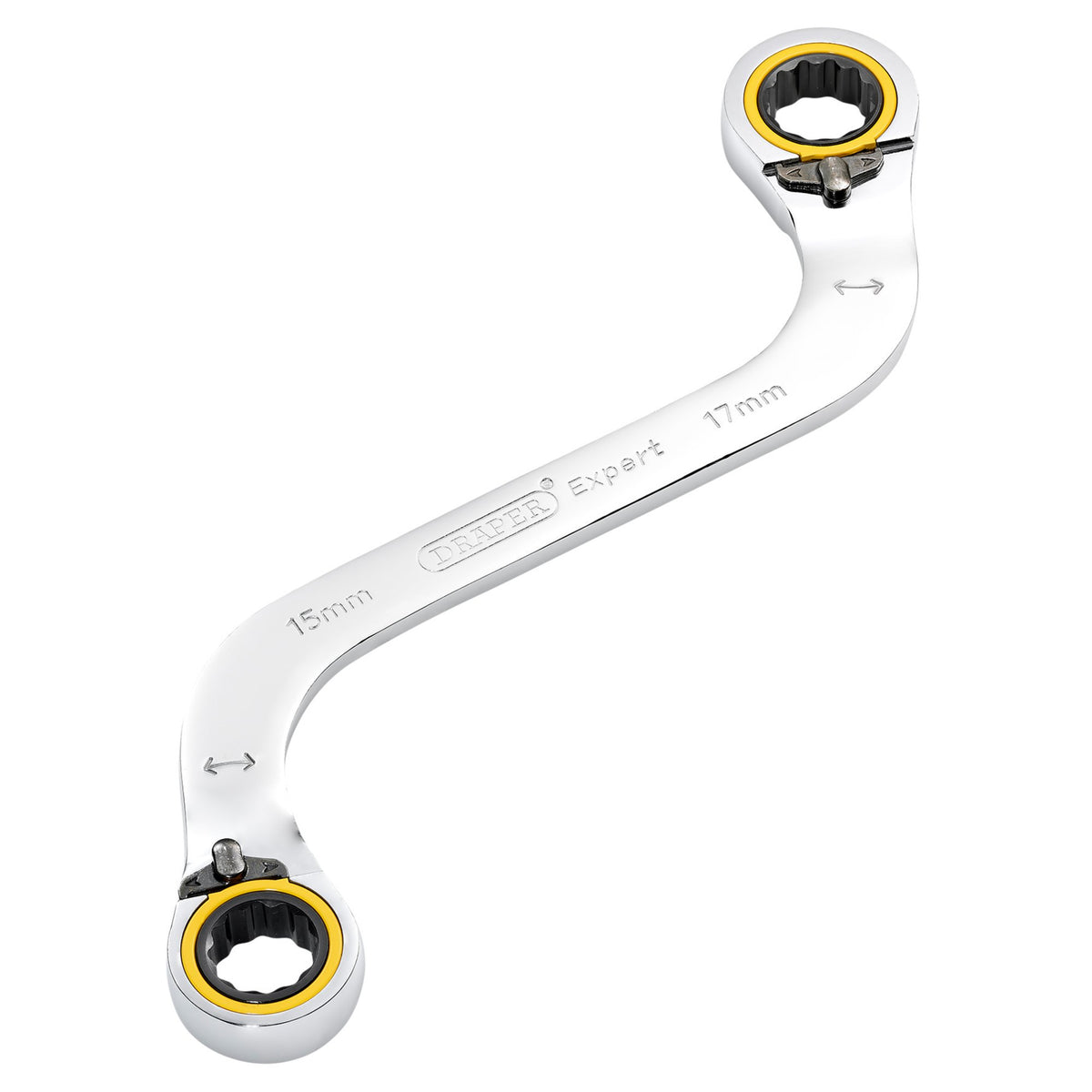 Draper-Expert-HI-TORQ®-Double-Ring-Ratchet-S-Shape-Spanner,-15-x-17mm