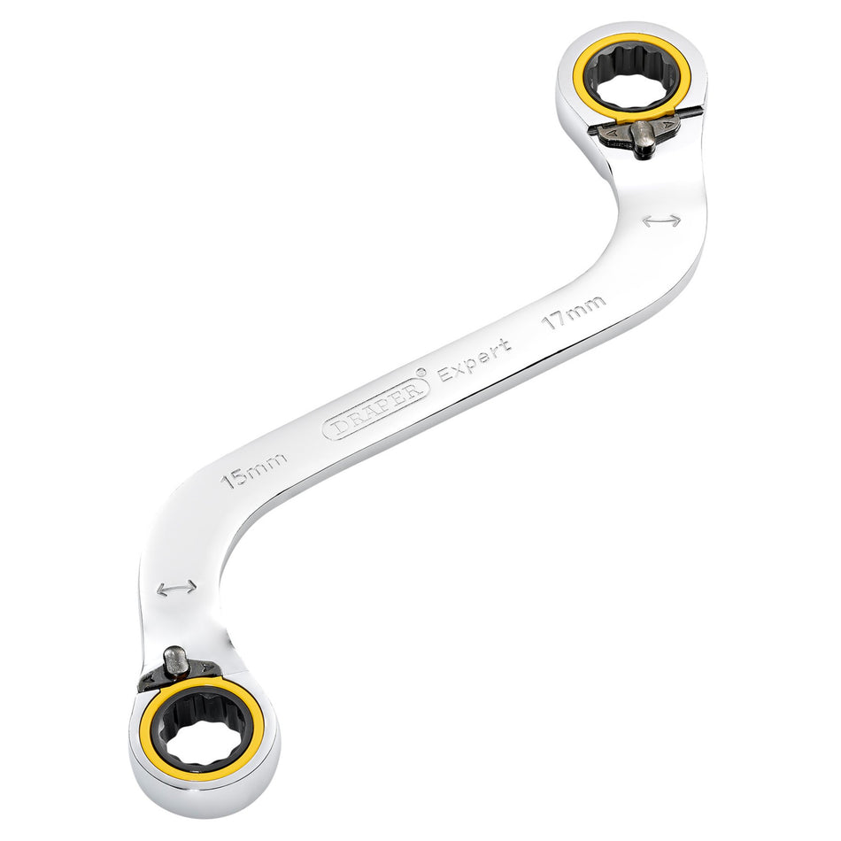 Draper-Expert-HI-TORQ®-Double-Ring-Ratchet-S-Shape-Spanner,-15-x-17mm