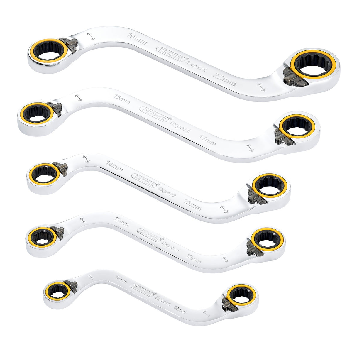 Draper-Expert-HI-TORQ®-Double-Ring-Ratchet-S-Shape-Spanner-Set-(5-Piece)