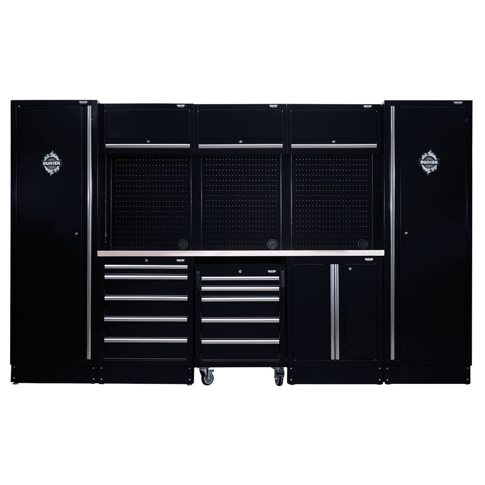 BUNKER®-16-Piece-Modular-Storage-Combo-with-Stainless-Steel-Worktop,-3240mm