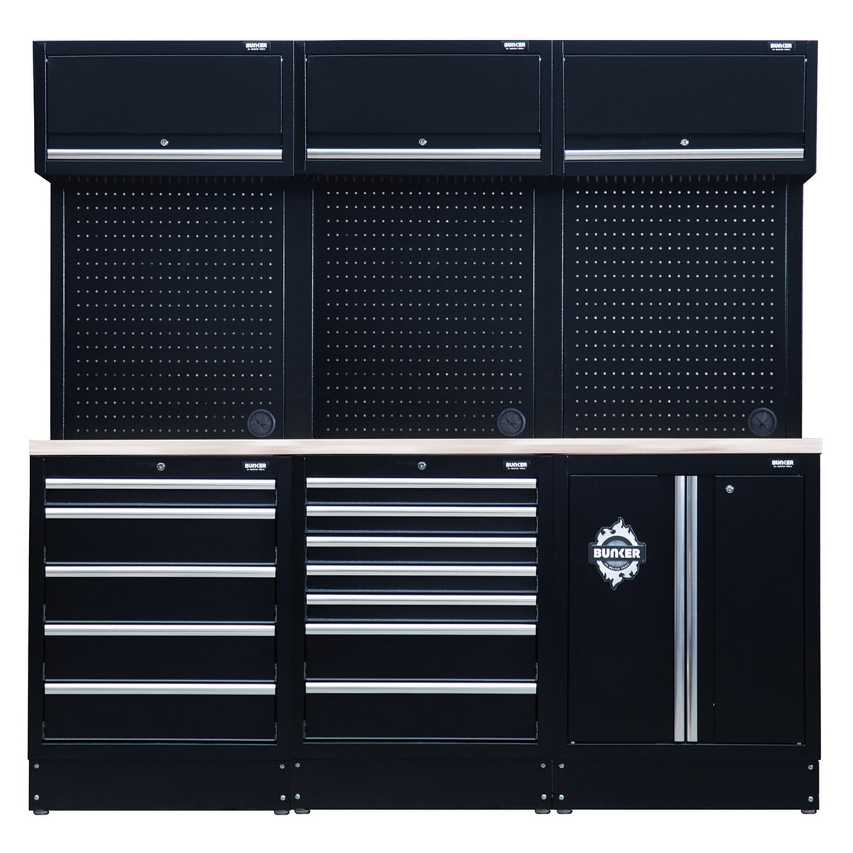 BUNKER®-14-Piece-Modular-Storage-Combo-with-Stainless-Steel-Worktop-2040mm