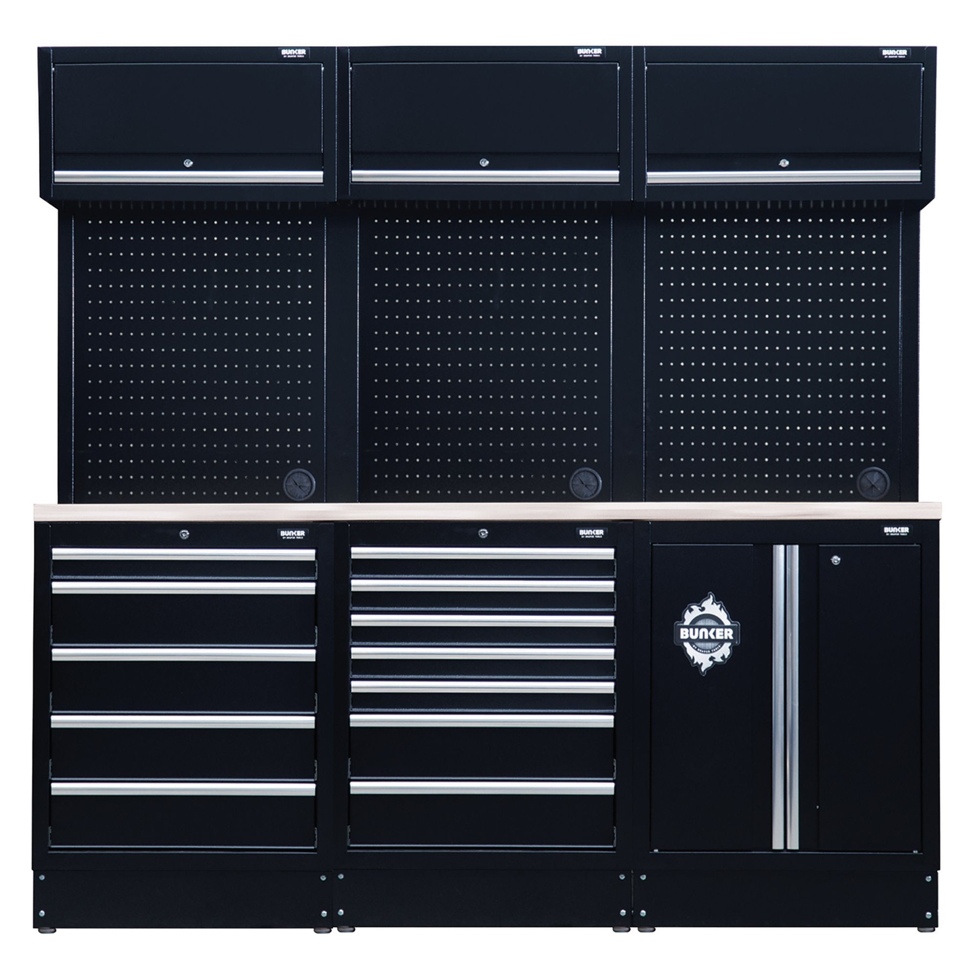 BUNKER®-14-Piece-Modular-Storage-Combo-with-Stainless-Steel-Worktop-2040mm