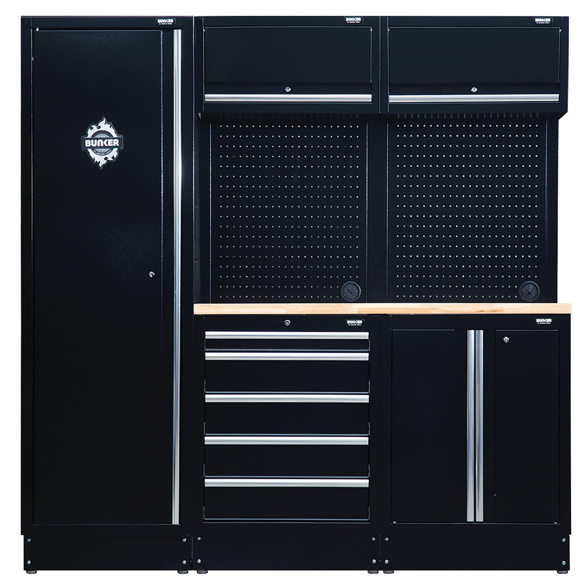 BUNKER®-11-Piece-Modular-Storage-Combo-with-Hardwood-Worktop,-1960mm