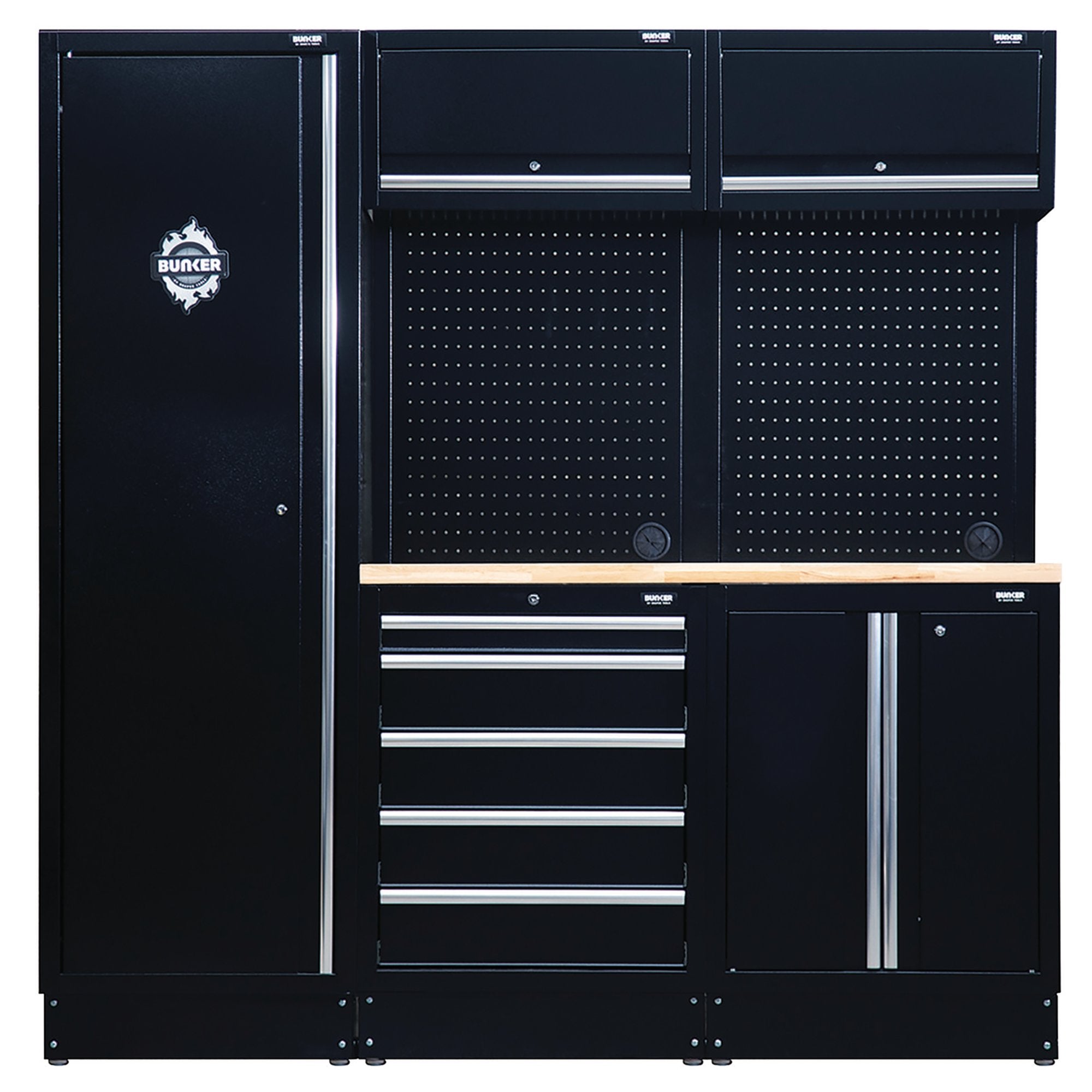 BUNKER®-11-Piece-Modular-Storage-Combo-with-Hardwood-Worktop,-1960mm