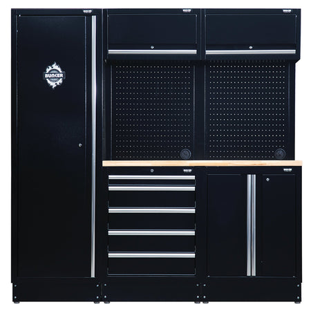 BUNKER®-11-Piece-Modular-Storage-Combo-with-Hardwood-Worktop,-1960mm