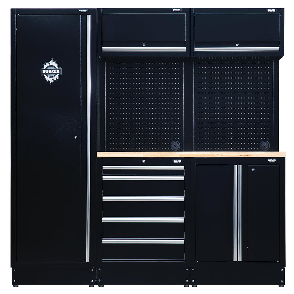 BUNKER®-11-Piece-Modular-Storage-Combo-with-Hardwood-Worktop,-1960mm