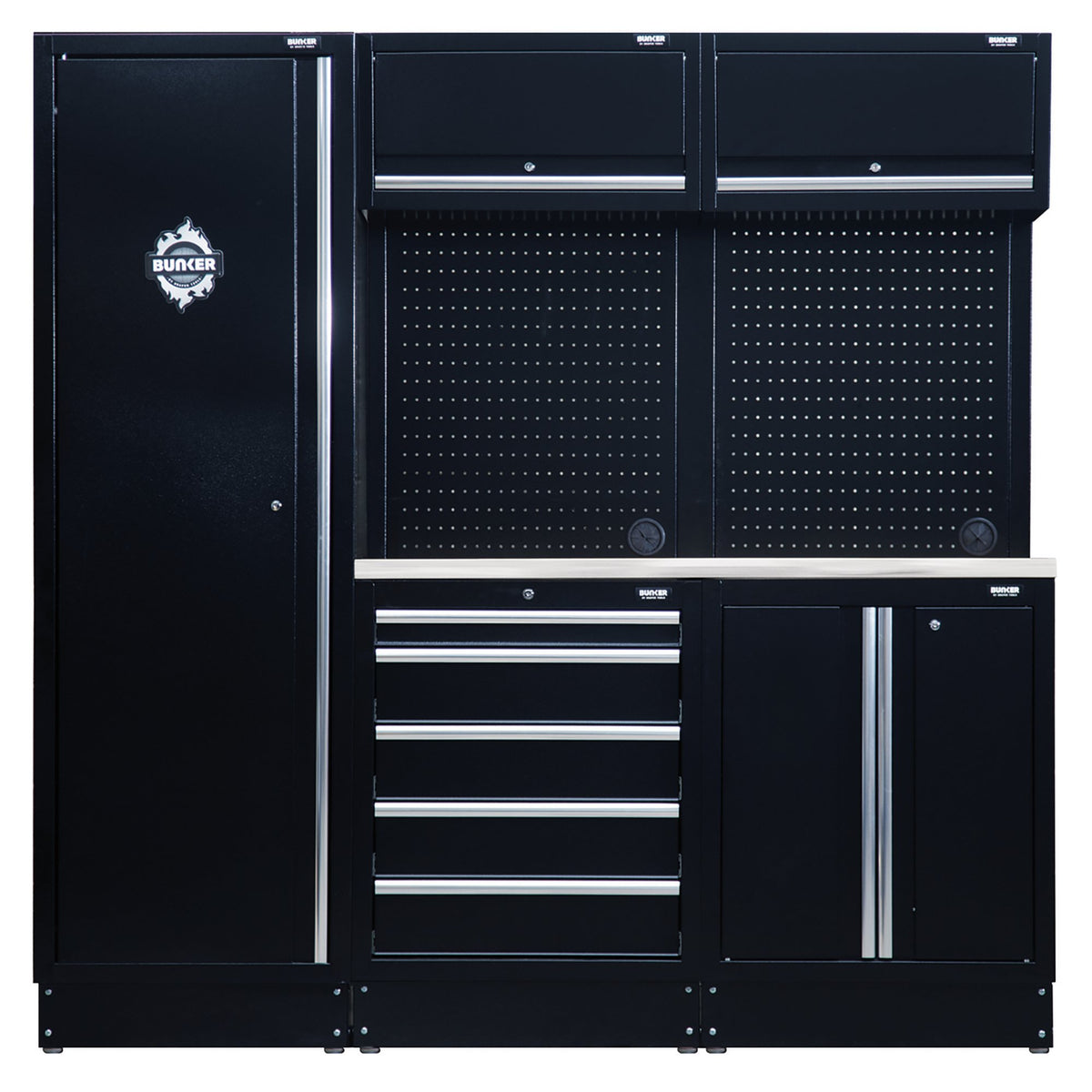 BUNKER®-11-Piece-Modular-Storage-Combo-with-Stainless-Steel-Worktop,-1960mm