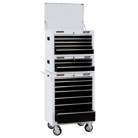 Combined-Roller-Cabinet-and-Tool-Chest,-15-Drawer,-26",-White
