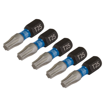Draper-Expert-TX-STAR®-Impact-Screwdriver-Bits,-T25-x-25mm,-1/4"-Hex-(Pack-of-5)