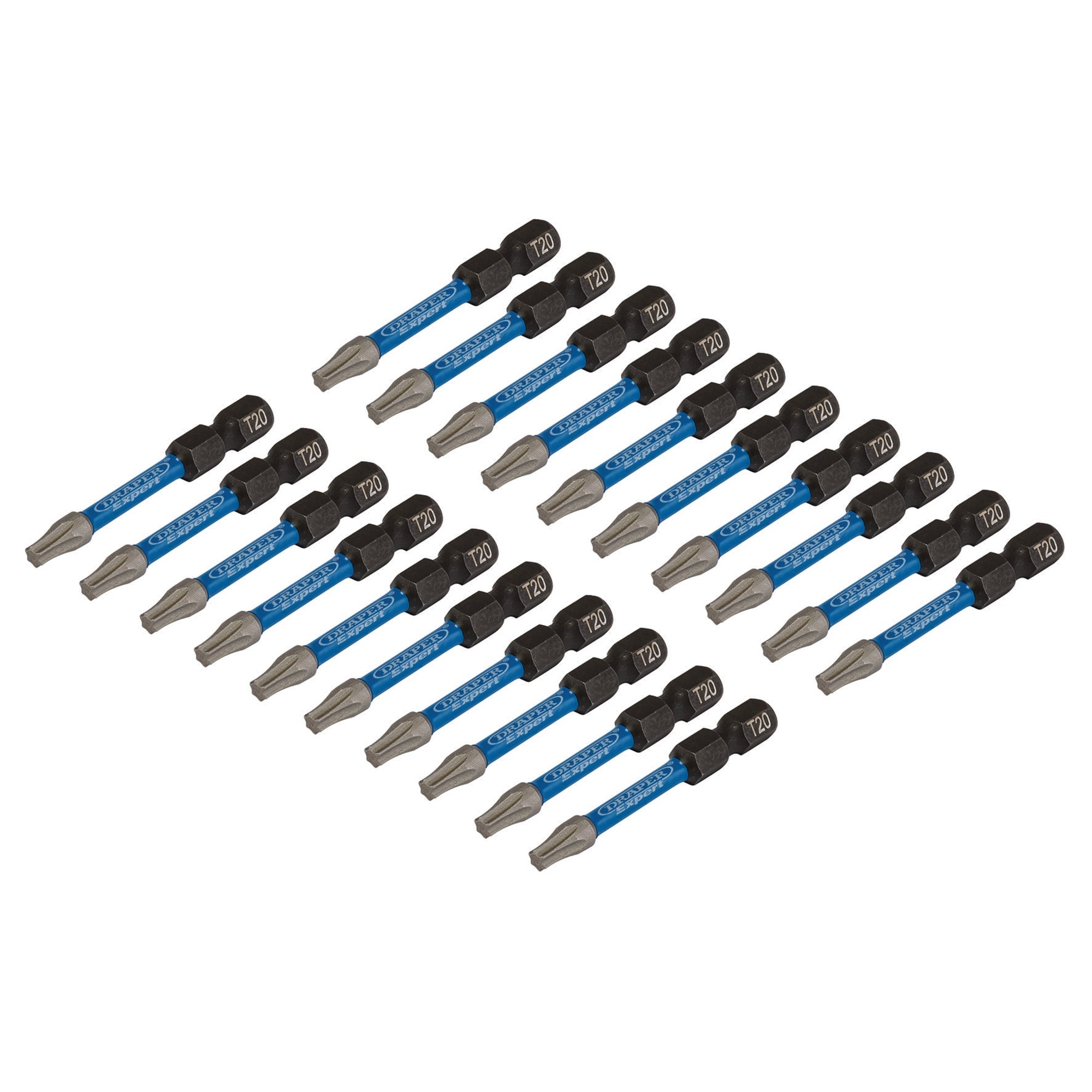 Draper-Expert-TX-STAR®-Impact-Screwdriver-Bits,-T20-x-50mm,-1/4"-Hex-(Pack-of-20)