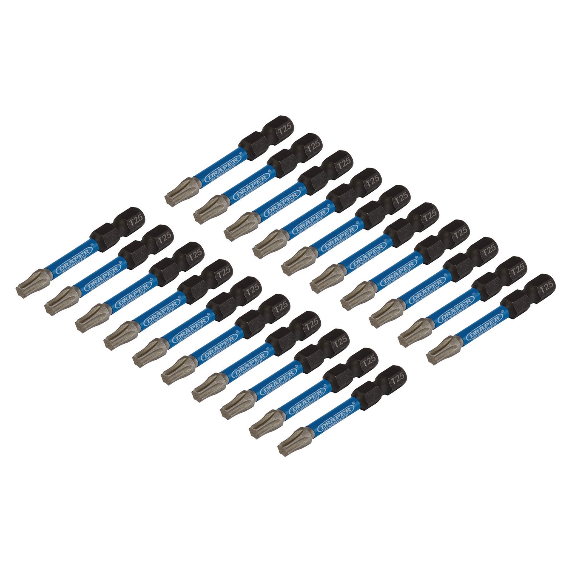 Draper-Expert-TX-STAR®-Impact-Screwdriver-Bits,-T25-x-50mm,-1/4"-Hex-(Pack-of-20)