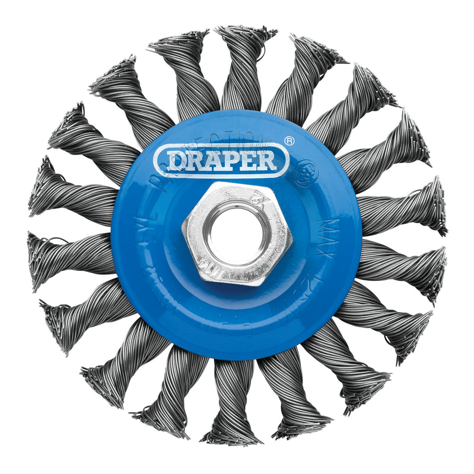 Steel-Twist-Knot-Flat-Wire-Wheel-Brush,-100mm,-M14