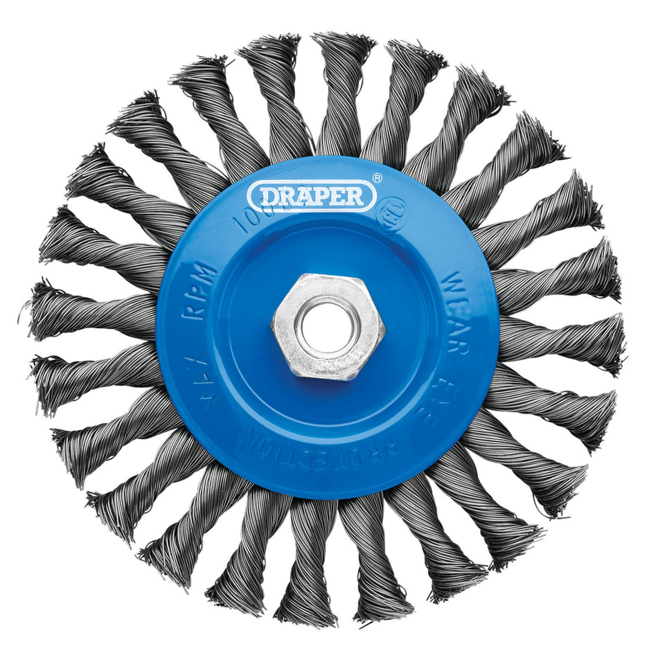 Steel-Twist-Knot-Flat-Wire-Wheel-Brush,-150mm,-M14