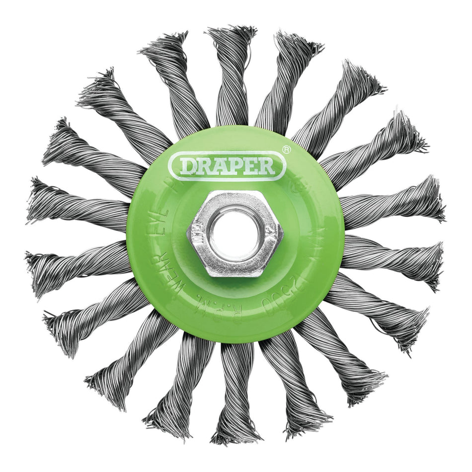 Stainless-Steel-Twist-Knot-Flat-Wire-Wheel-Brush,-115mm,-M14