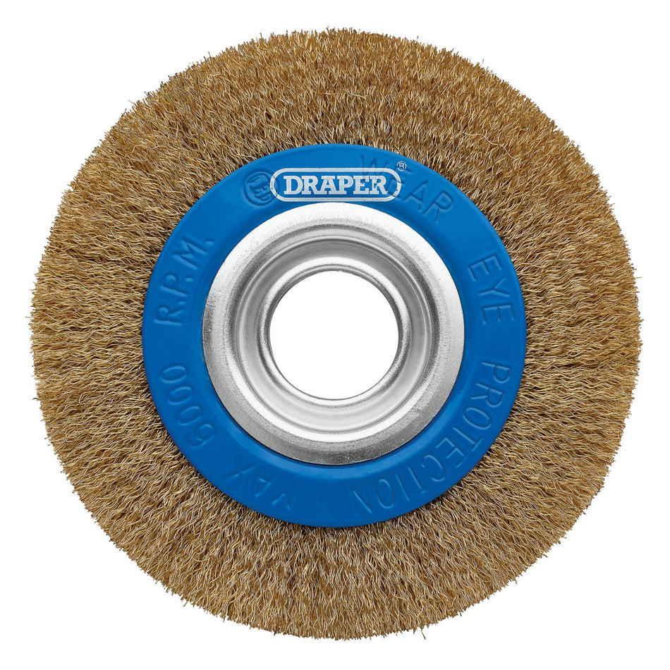 Brassed-Steel-Bench-Grinder-Wire-Wheel-Brush,-150-x-31.75mm