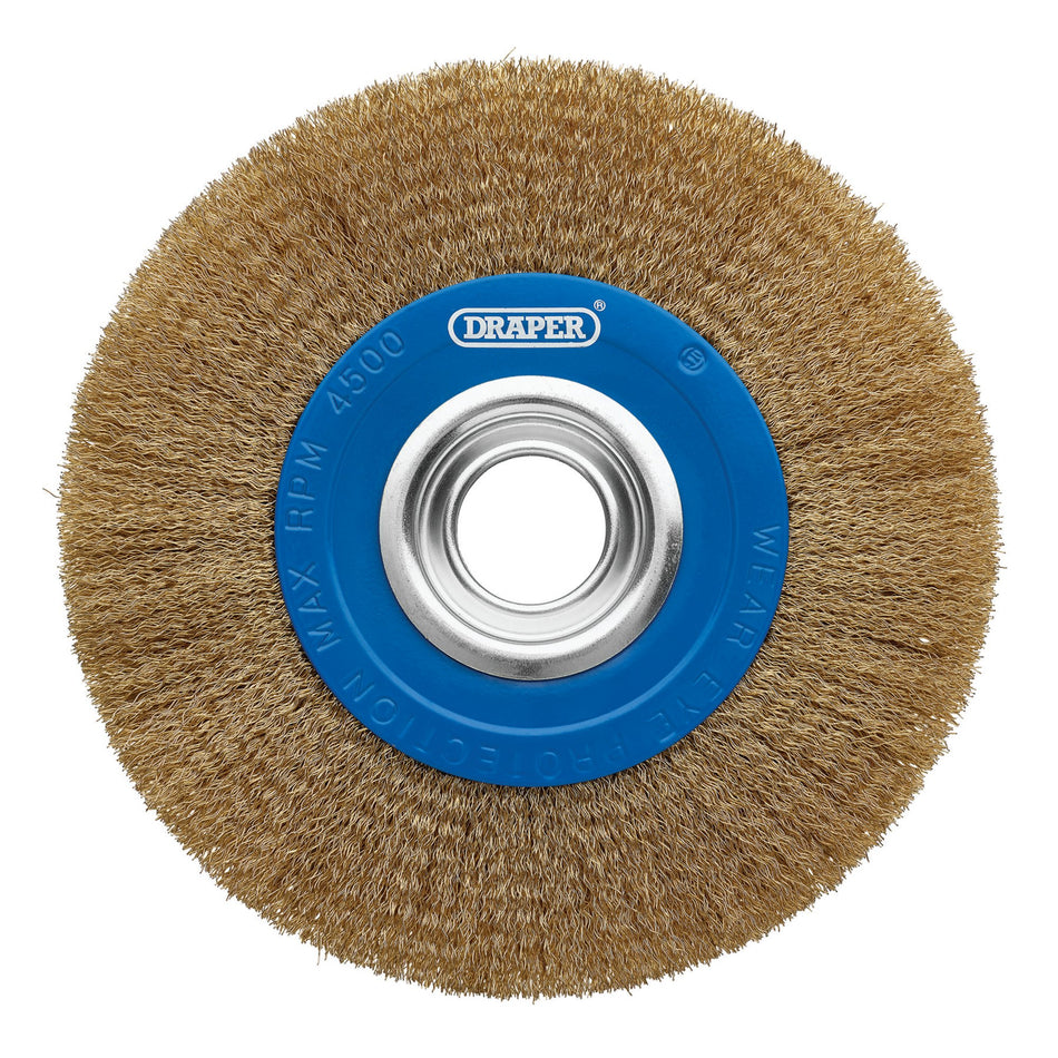 Brassed-Steel-Bench-Grinder-Wire-Wheel-Brush,-200-x-31.75mm