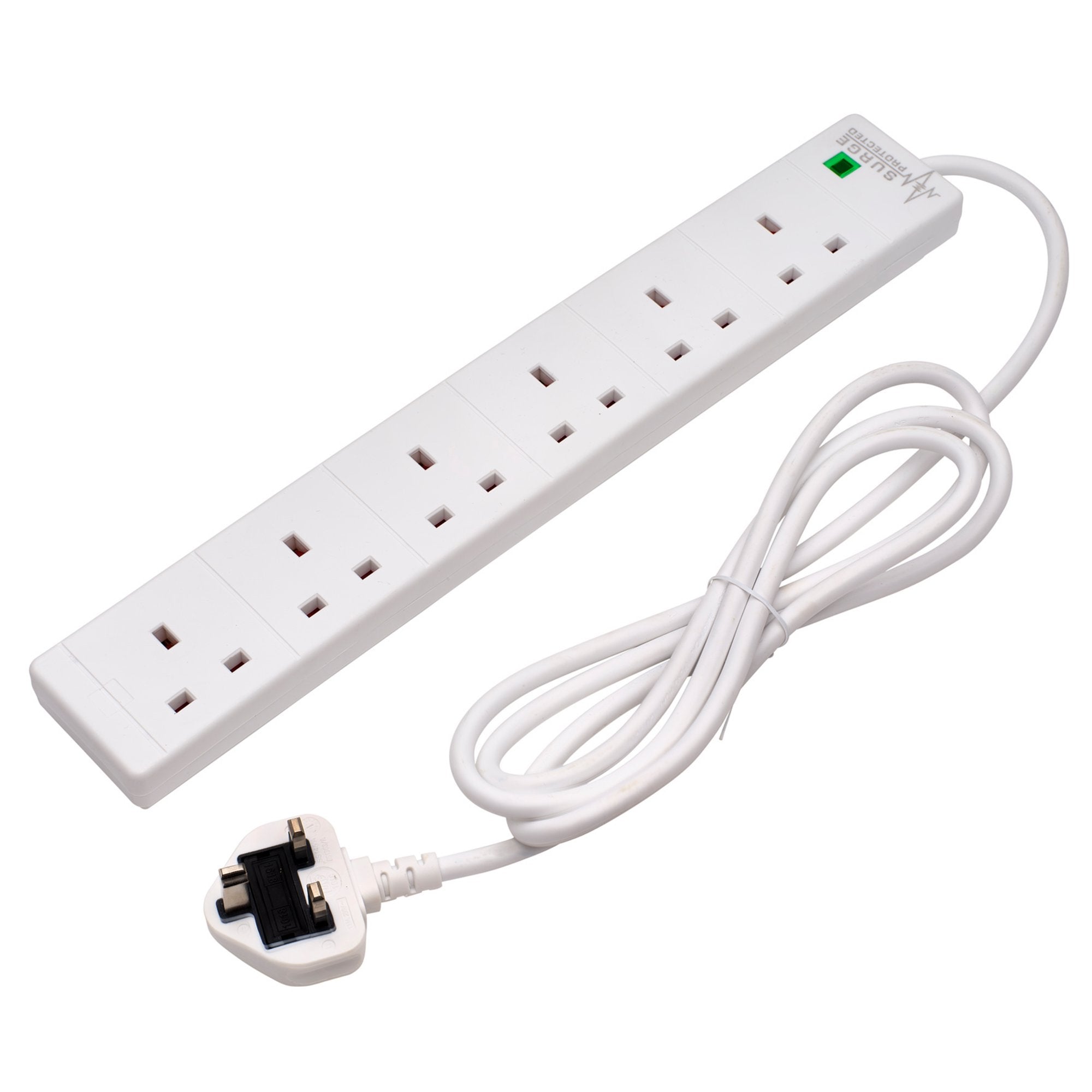Six-Socket-Surge-Protected-Extension-Lead-with-Neon-Indicator,-2m