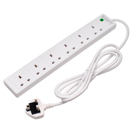 Six-Socket-Surge-Protected-Extension-Lead-with-Neon-Indicator,-2m