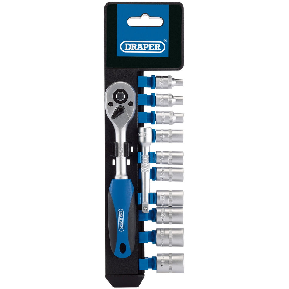 Metric-Socket-and-Ratchet-Set,-1/4"-Sq.-Dr.-(12-Piece)