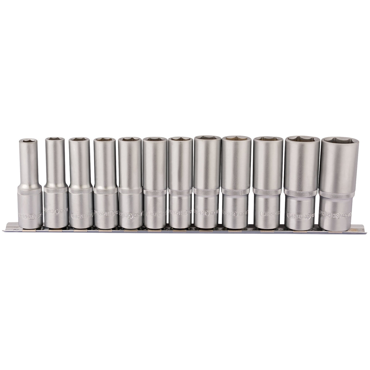 Deep-Socket-Set-on-Metal-Rail,-1/2"-Sq.-Dr.-(12-Piece)