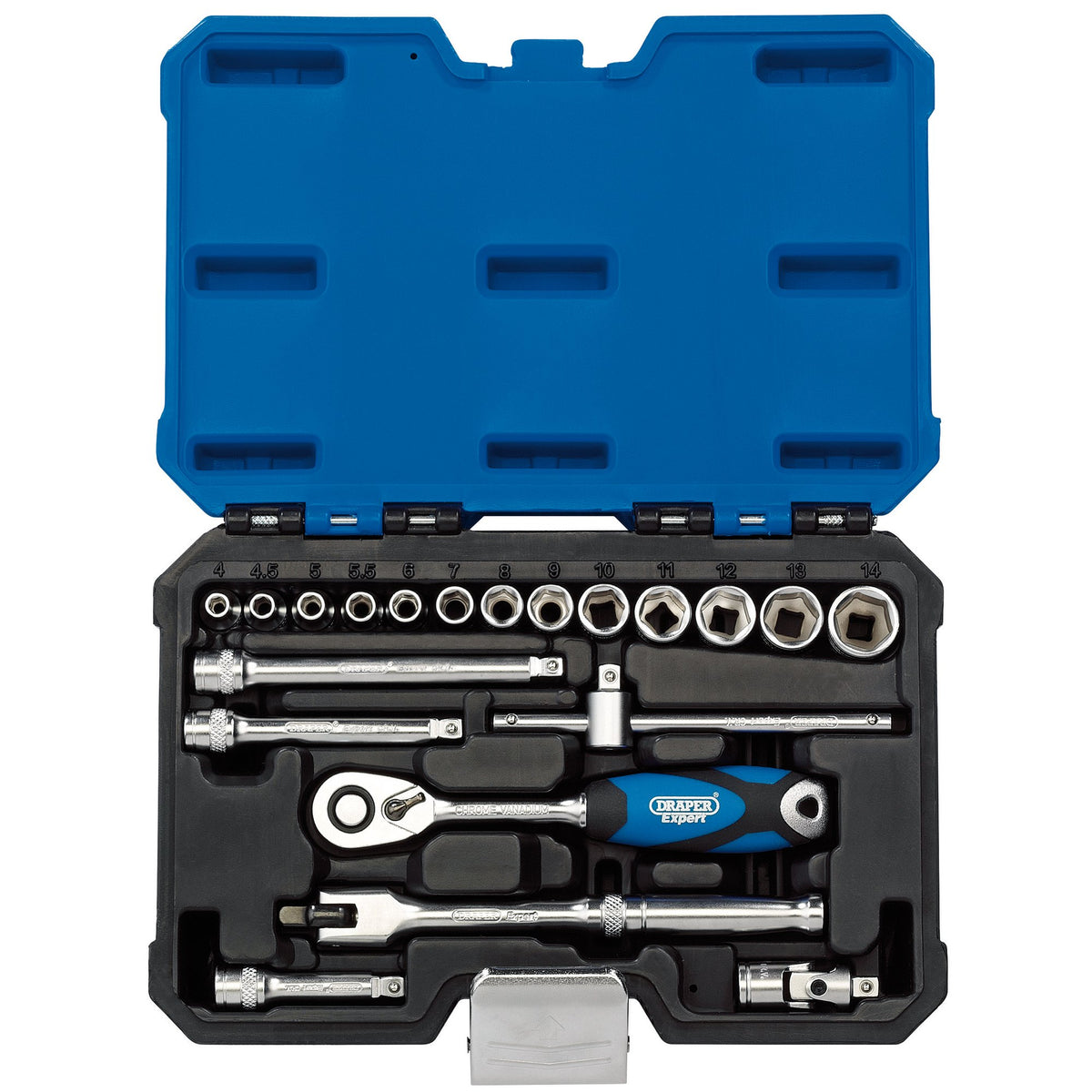 Draper-Expert-Metric-Socket-Set,-1/4"-Sq.-Dr.-(20-Piece)