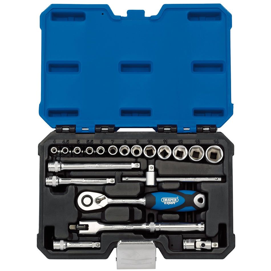 Draper-Expert-Metric-Socket-Set,-1/4"-Sq.-Dr.-(20-Piece)
