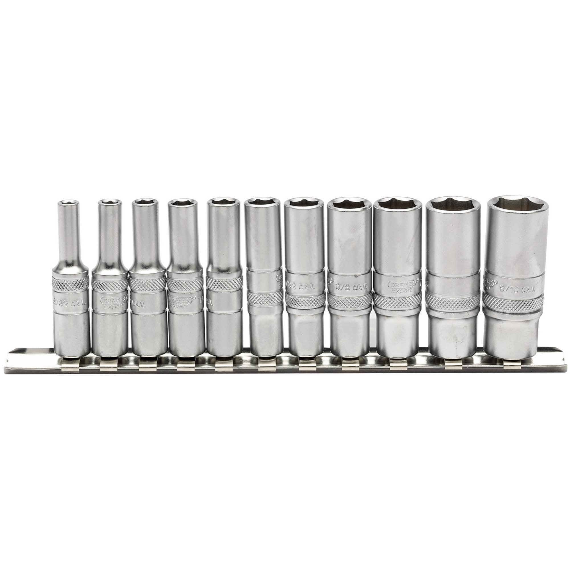 Imperial-Deep-Socket-on-Metal-Rail,-1/4"-Sq.-Dr.-(11-Piece)