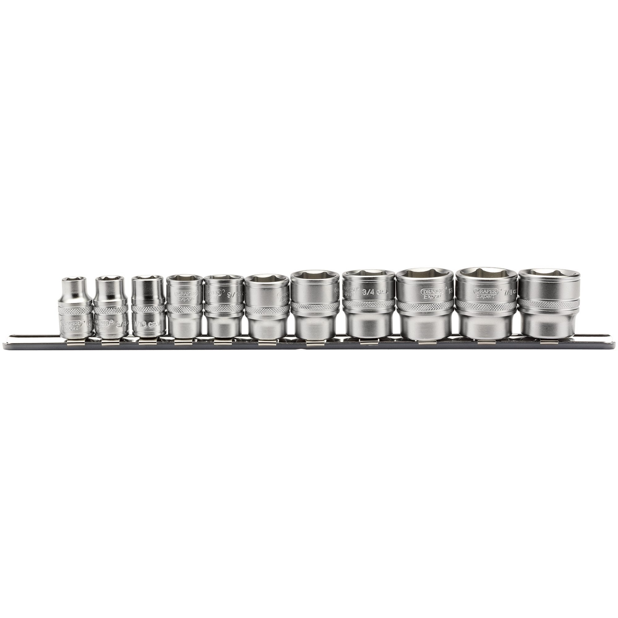 Imperial-Socket-Set-on-a-Metal-Rail,-3/8"-Sq.-Dr.-(11-Piece)