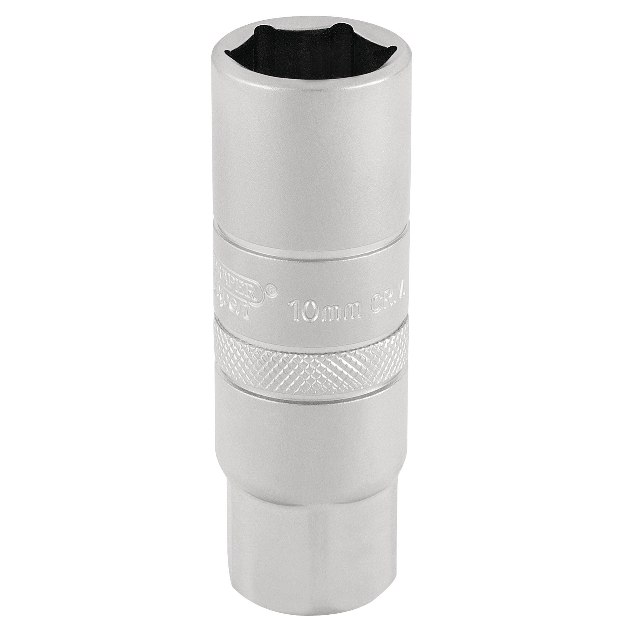 10mm-Thread-6-Point-Satin-Chrome-Spark-Plug-Socket,-3/8"-Sq.-Dr.,-16mm