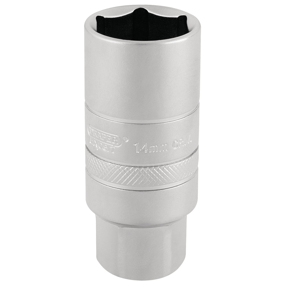 14mm-Thread-6-Point-Satin-Chrome-Spark-Plug-Socket,-3/8"-Sq.-Dr.,-21mm