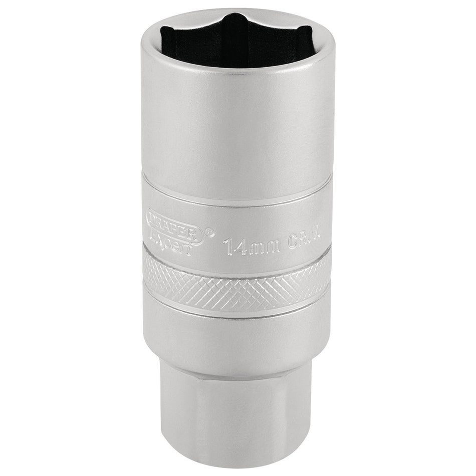 14mm-Thread-6-Point-Satin-Chrome-Spark-Plug-Socket,-3/8"-Sq.-Dr.,-21mm