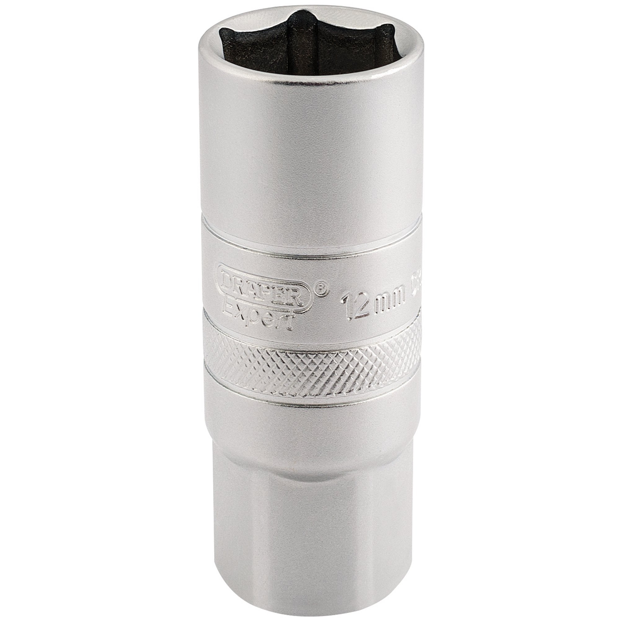 12mm-Thread-6-Point-Satin-Chrome-Spark-Plug-Socket,-1/2"-Sq.-Dr.,-18mm