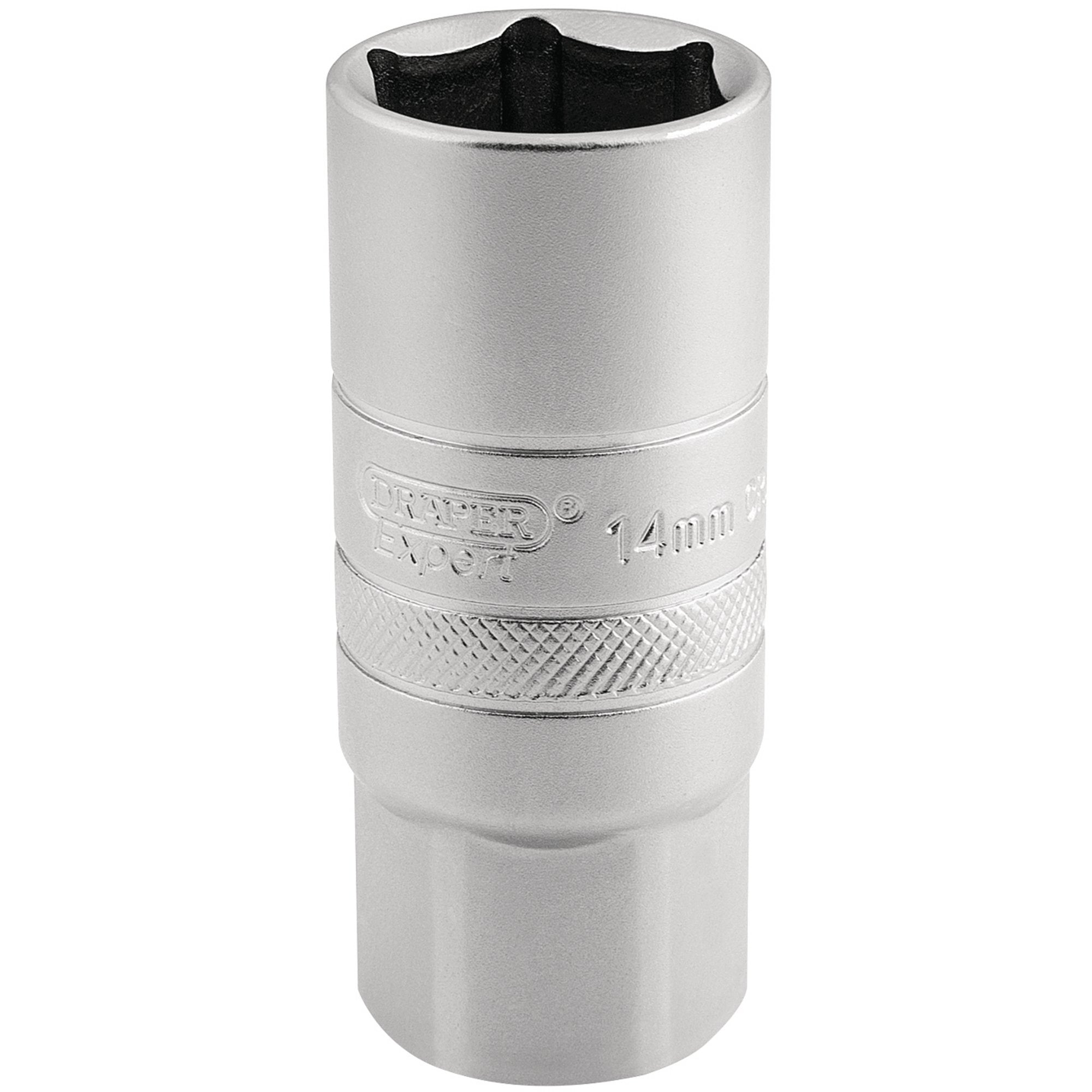 14mm-Thread-6-Point-Satin-Chrome-Spark-Plug-Socket,-1/2"-Sq.-Dr.,-21mm