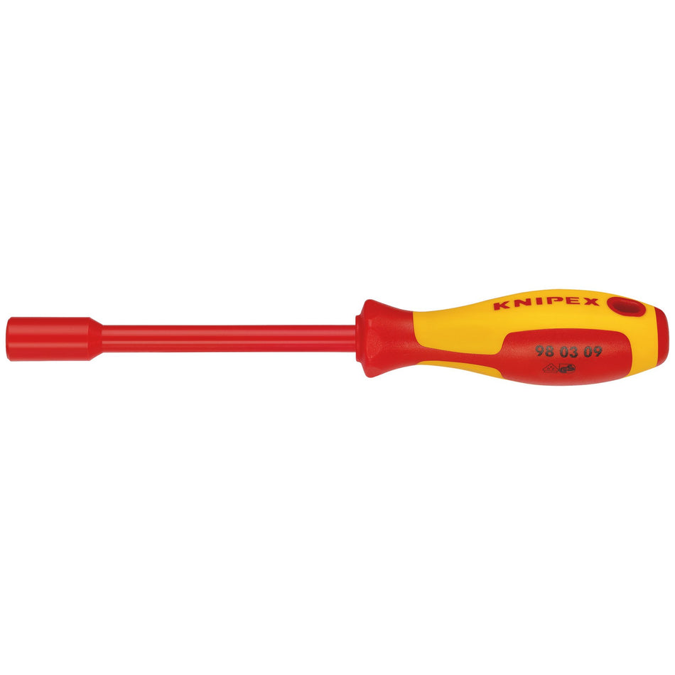 KNIPEX-98-03-09-VDE-Insulated-Nut-Driver,-9.0-x-125mm
