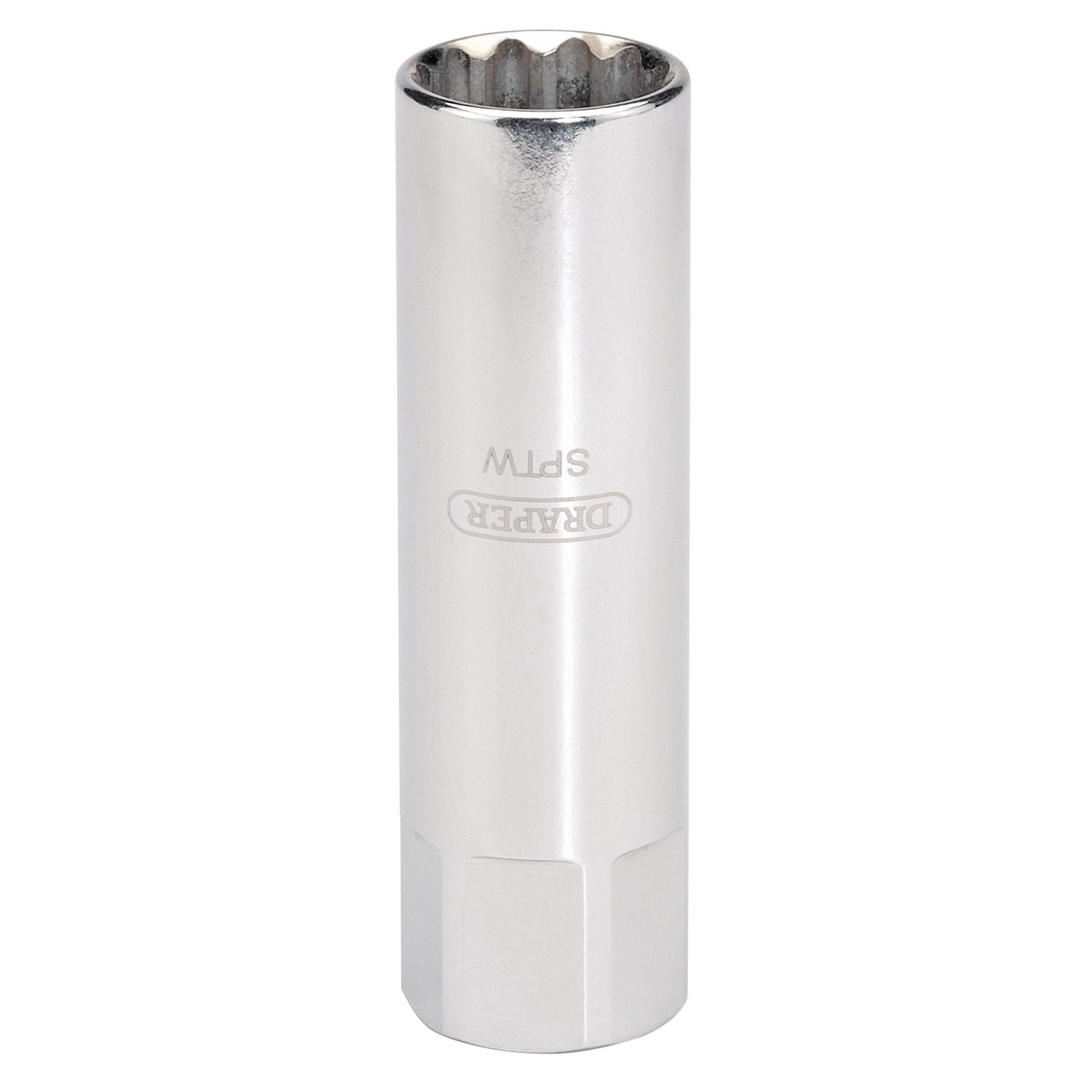 Draper-HI-TORQ®-8mm-Thread-Thin-Wall-12-Point-Spark-Plug-Socket,-3/8"-Sq.-Dr.,-14mm