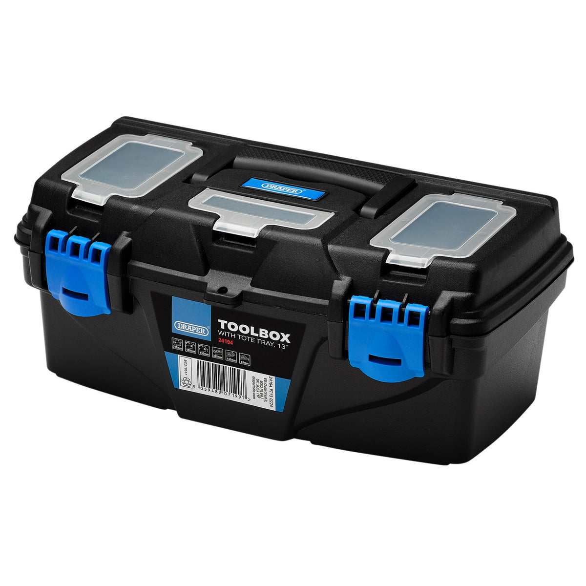 Plastic-Toolbox-with-Tote-Tray,-13"