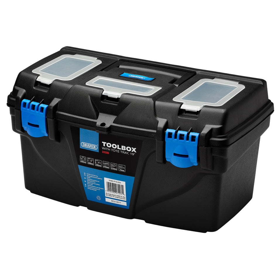 Plastic-Toolbox-with-Tote-Tray,-19"