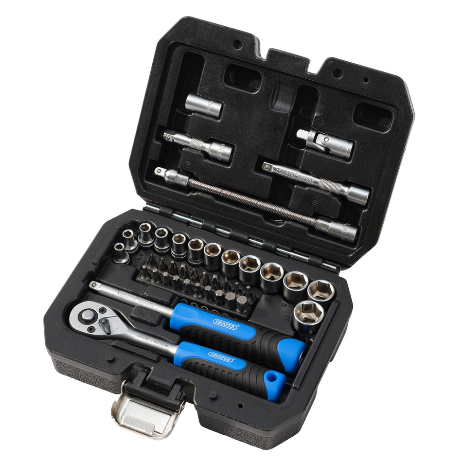 Draper-HI-TORQ®-Metric-Socket-and-Bit-Set,-1/4"-Sq.-Dr.-(40-Piece)