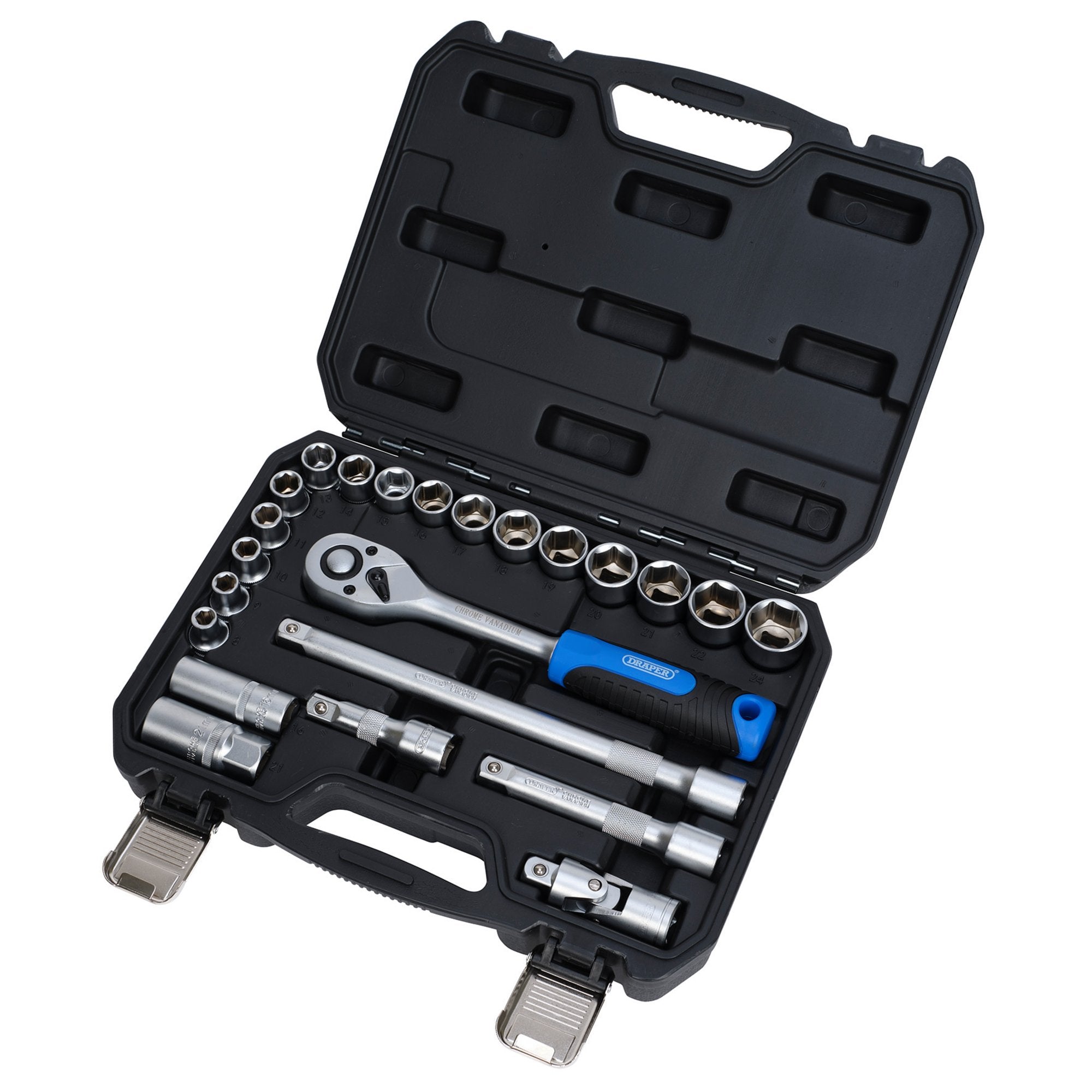 Draper-HI-TORQ®-Metric-Socket-Set,-1/2"-Sq..-Dr.-(23-Piece)